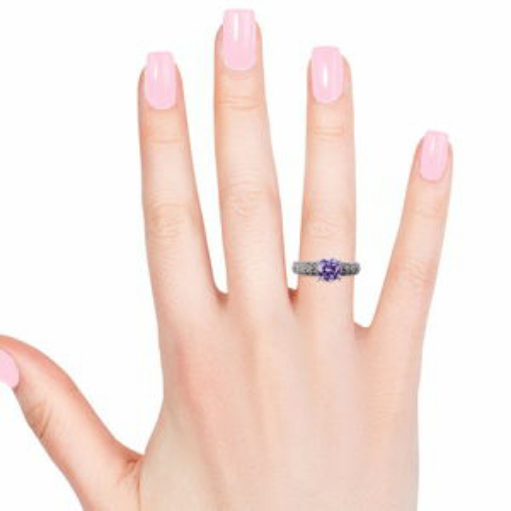 NWT-PURPLE SAPPHIRE/MARCASITE RING - Picture 4 of 4